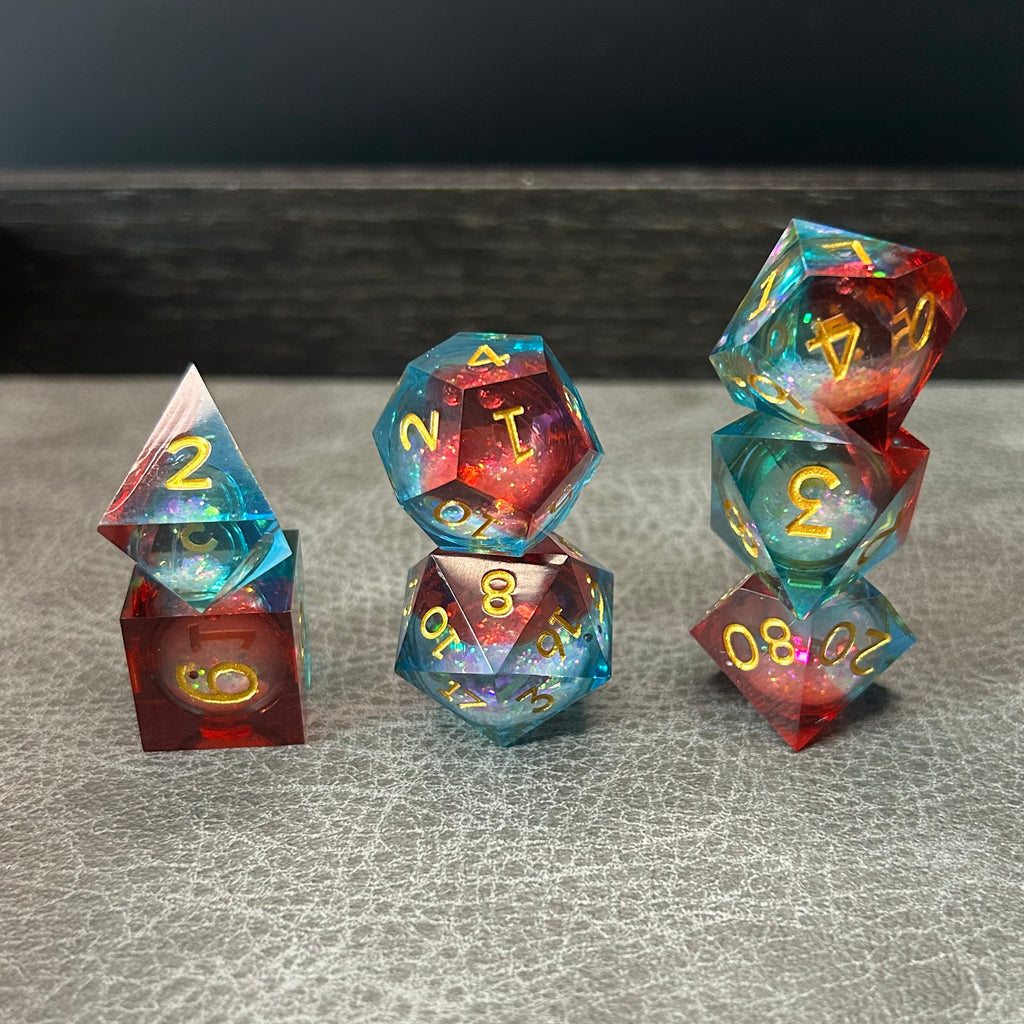 Twilight Gradient Dice - DND Dice Blauw naar Rood