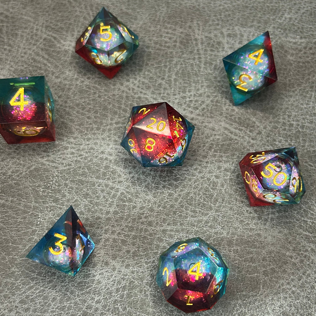 Twilight Gradient Dice - DND Dice Blauw naar Rood