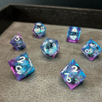 Black Cat Dice - DND Dice Zwarte Kat Blauw Roze
