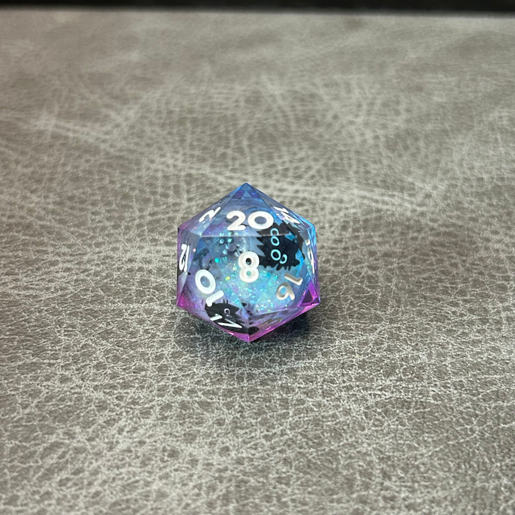 Black Cat Dice - DND Dice Zwarte Kat Blauw Roze