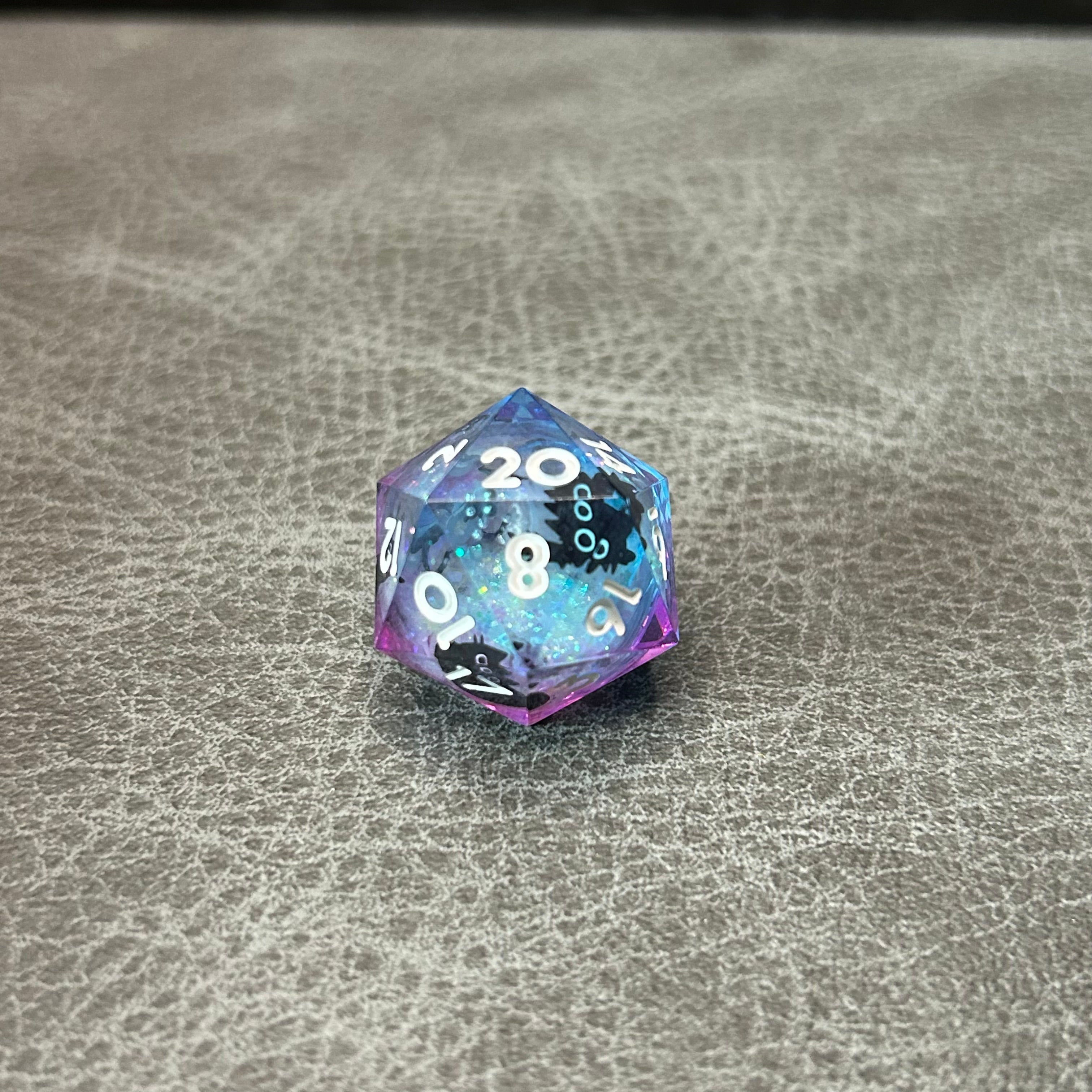 Black Cat Dice - DND Dice Zwarte Kat Blauw Roze