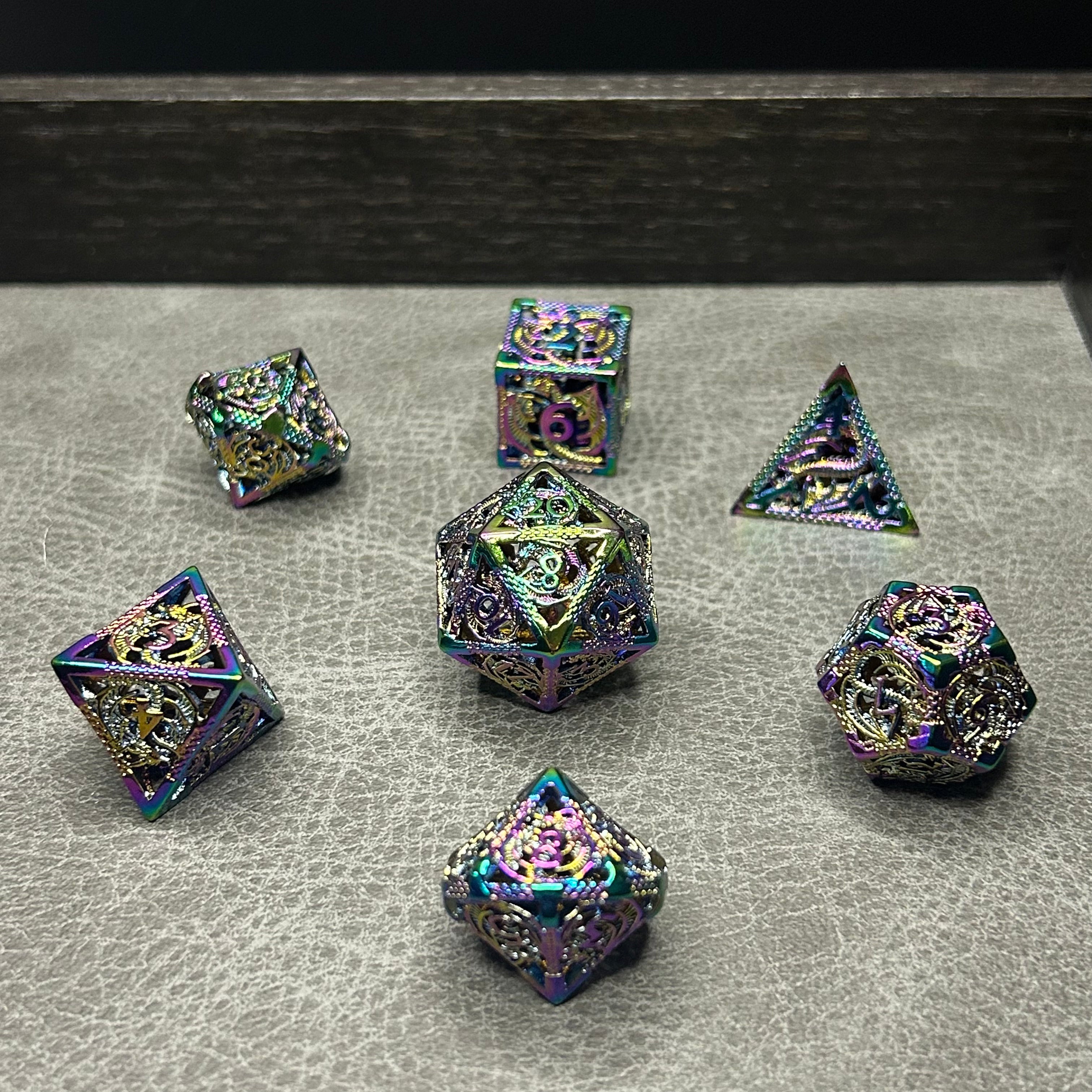 Rainbow Dragon Dice - DND Metalen Dice Regenboog