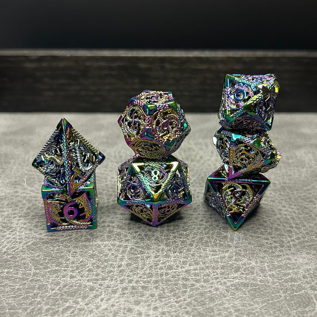 Rainbow Dragon Dice - DND Metalen Dice Regenboog