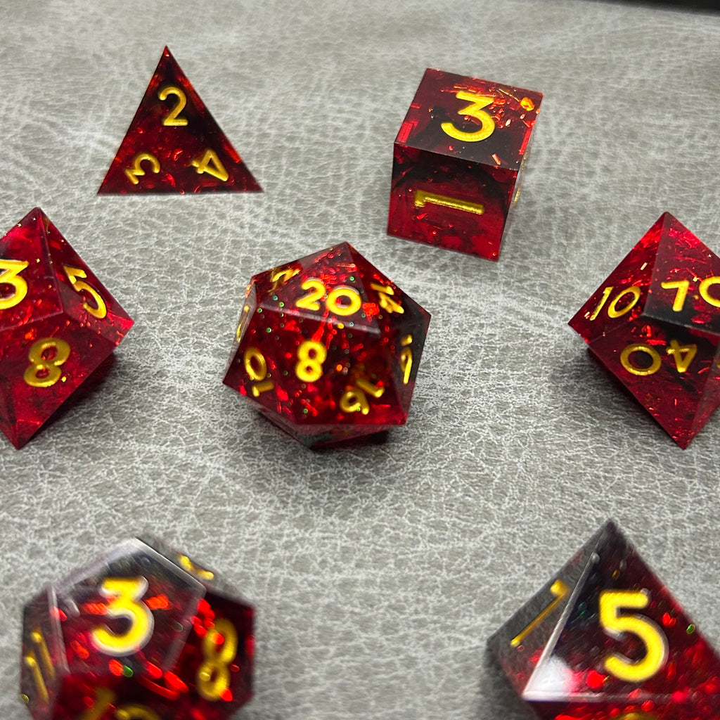 Ruby Dice - DND Dice Rood Goud