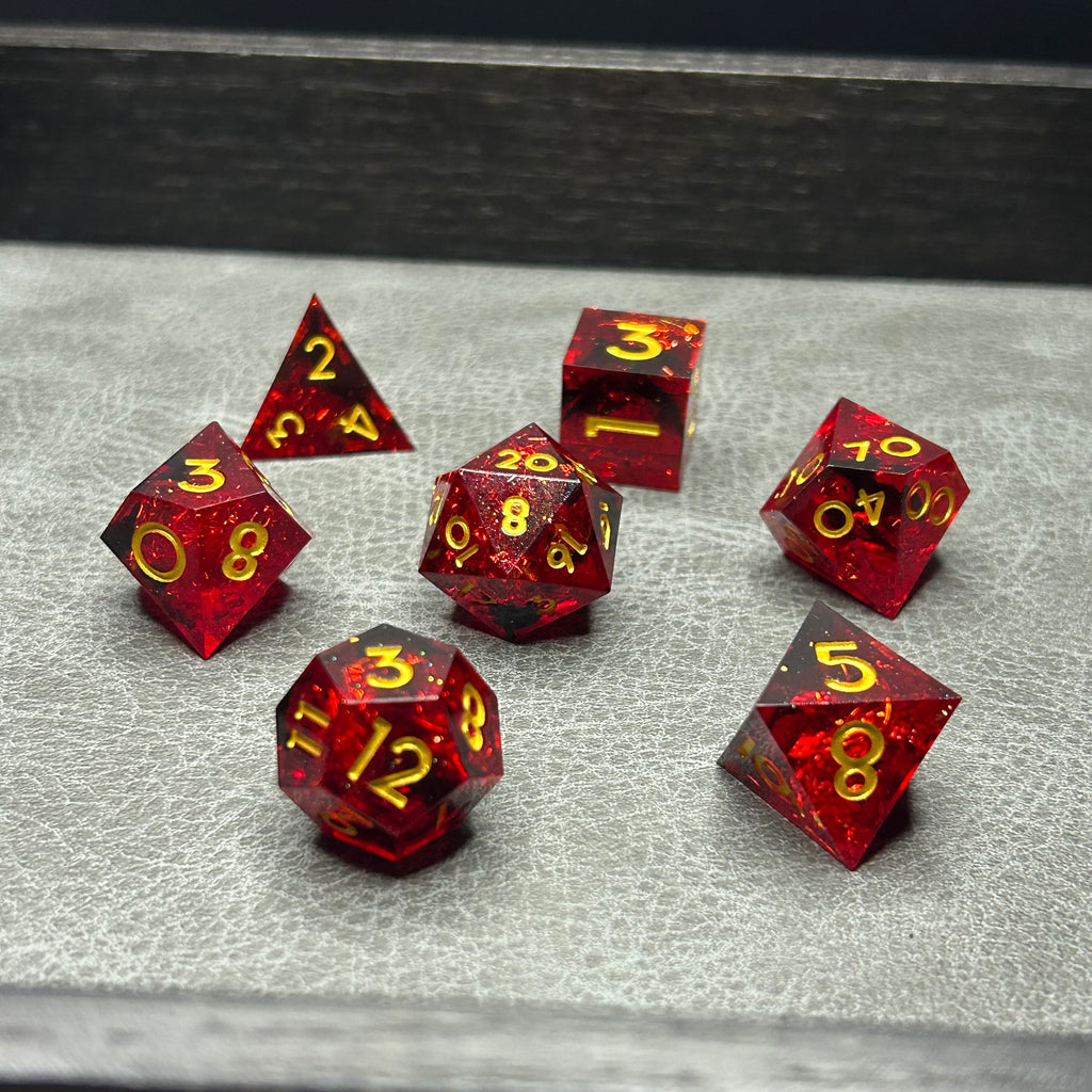 Ruby Dice - DND Dice Rood Goud