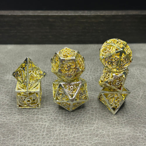 Golden Dragon Dice - DND Metalen Dice Goud Zilver