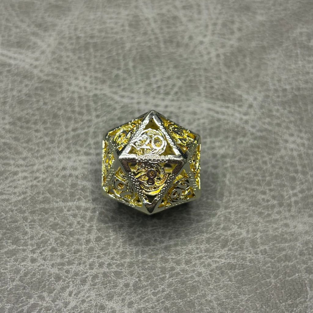 Golden Dragon Dice - DND Metalen Dice Goud Zilver