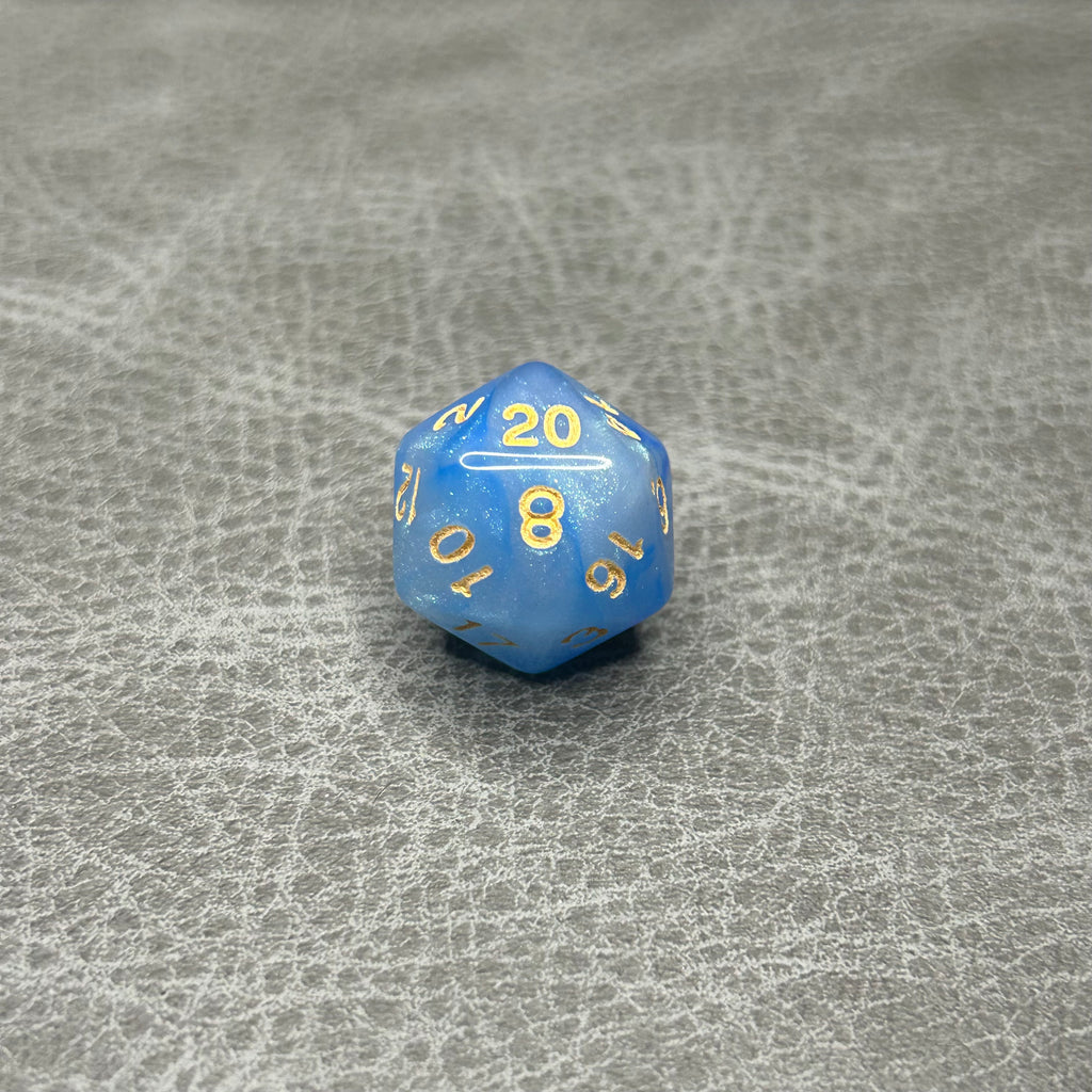 Sapphire Sky Dice - DND Dice Blauw Goud