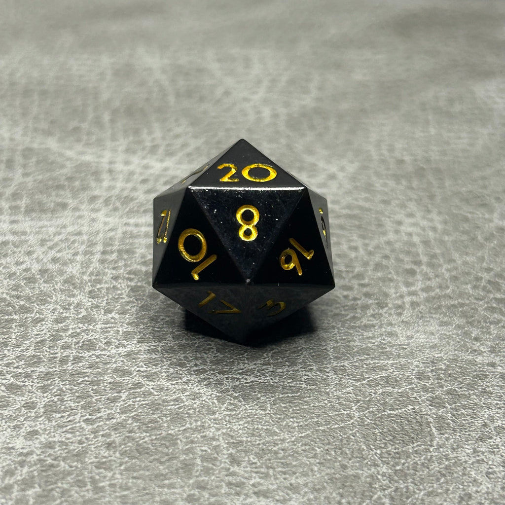 Onyx Shadow Dice - DND Dice Zwart Goud