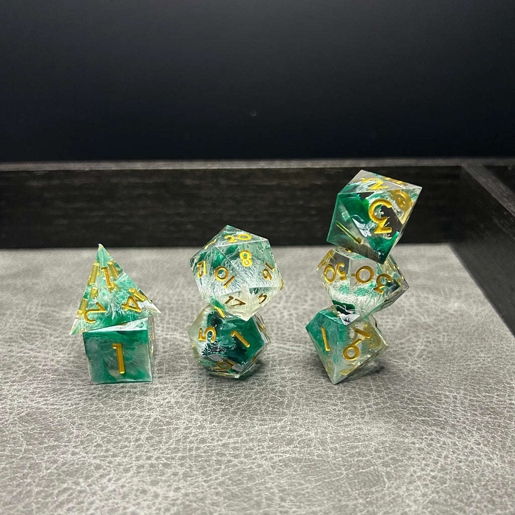 Ocean Treasure Dice - DND Dice Groen Goud