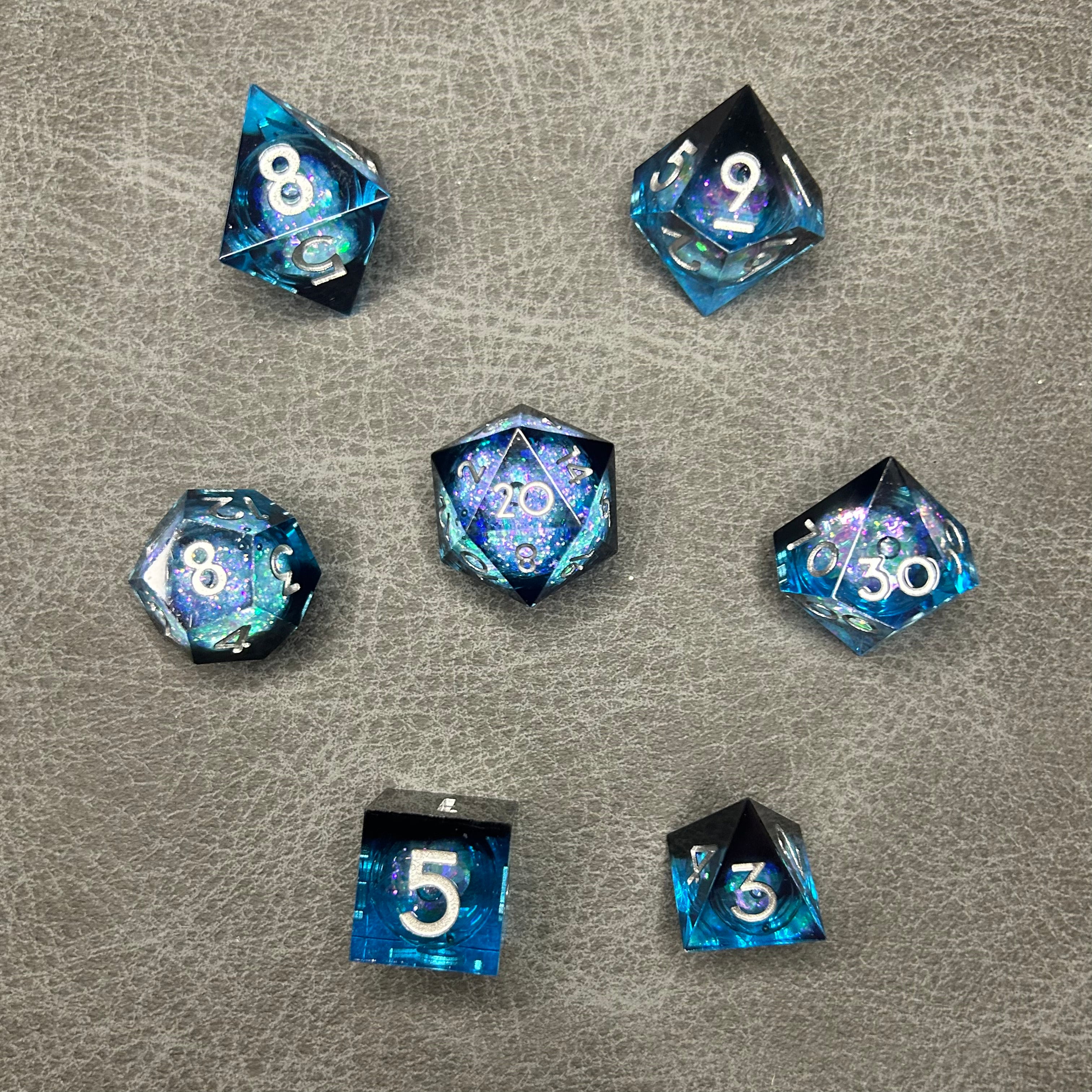Cosmic Galaxy Dice - 7-delige DND Dobbelstenen Blauw Zwart Galaxy