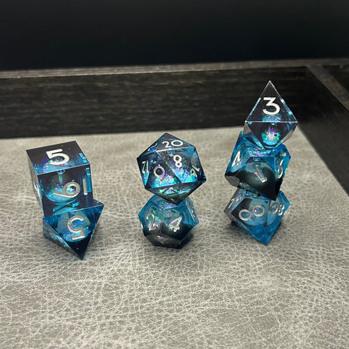 Cosmic Galaxy Dice - 7-delige DND Dobbelstenen Blauw Zwart Galaxy