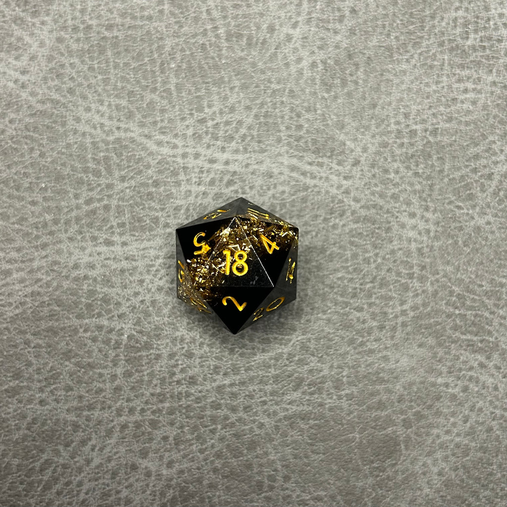 Shadow Spark Dice - DND Dice Zwart met Glitters