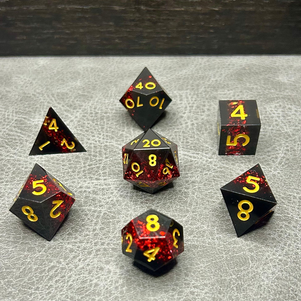 Shadow Spark Dice - DND Dice Zwart met Glitters