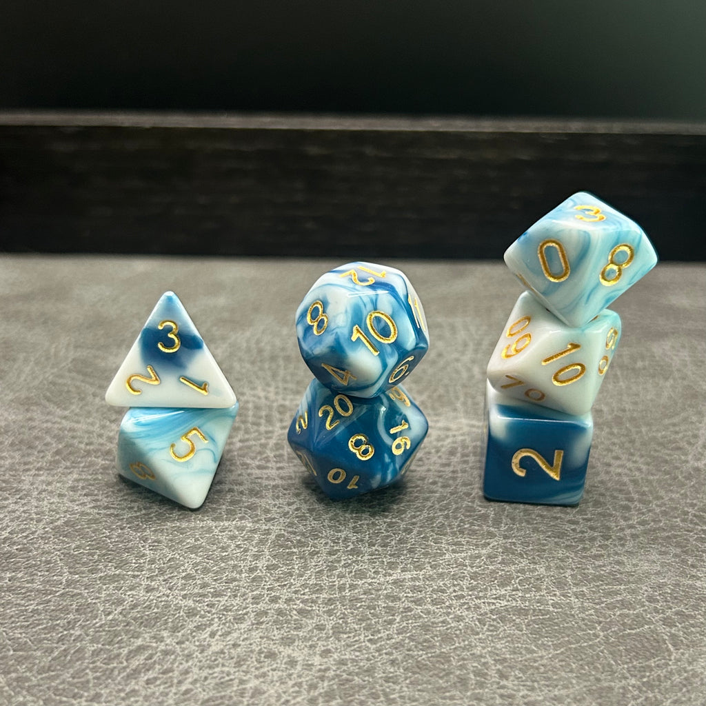 Ocean Marble Dice - DND Dice Blauw Wit