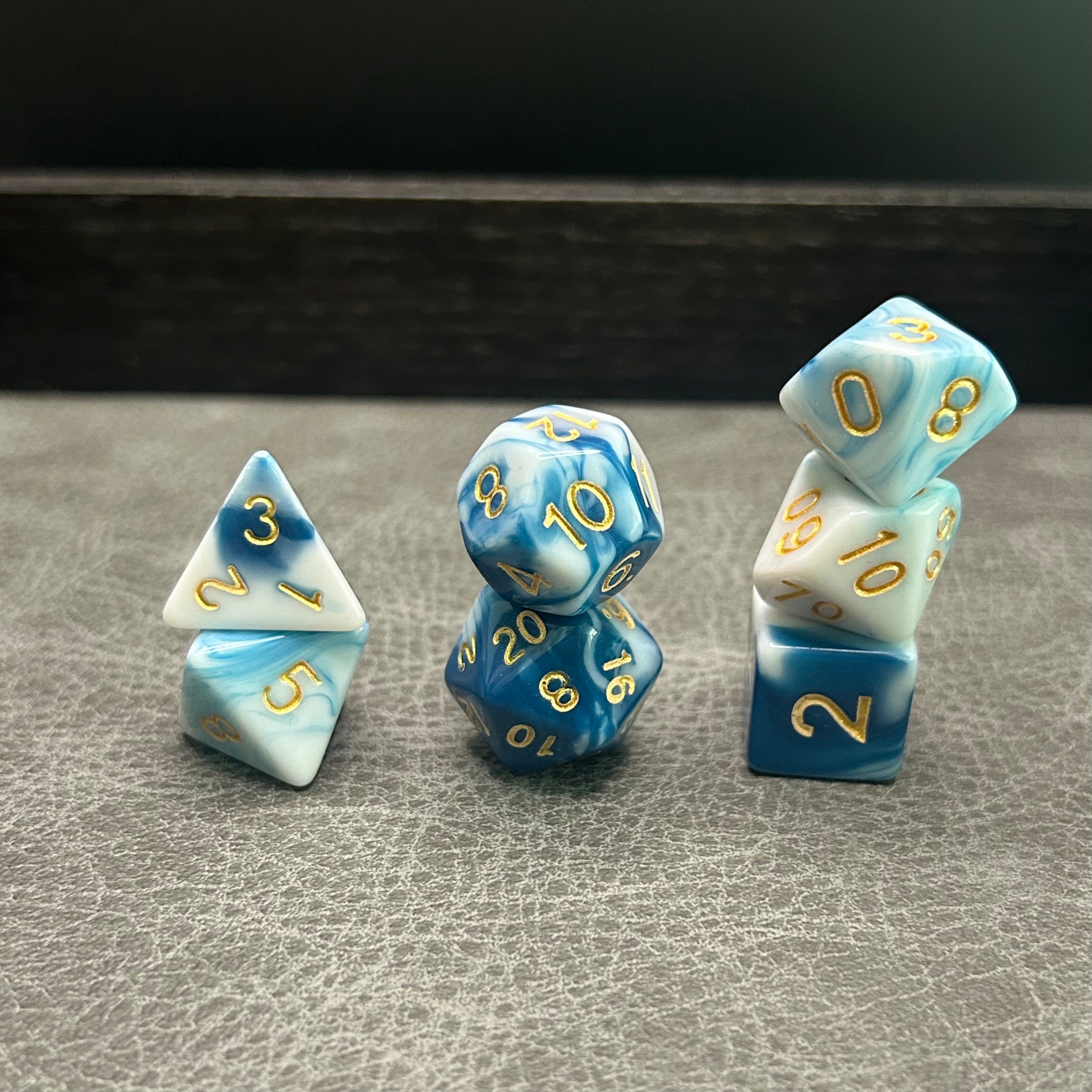 Ocean Marble Dice - DND Dice Blauw Wit