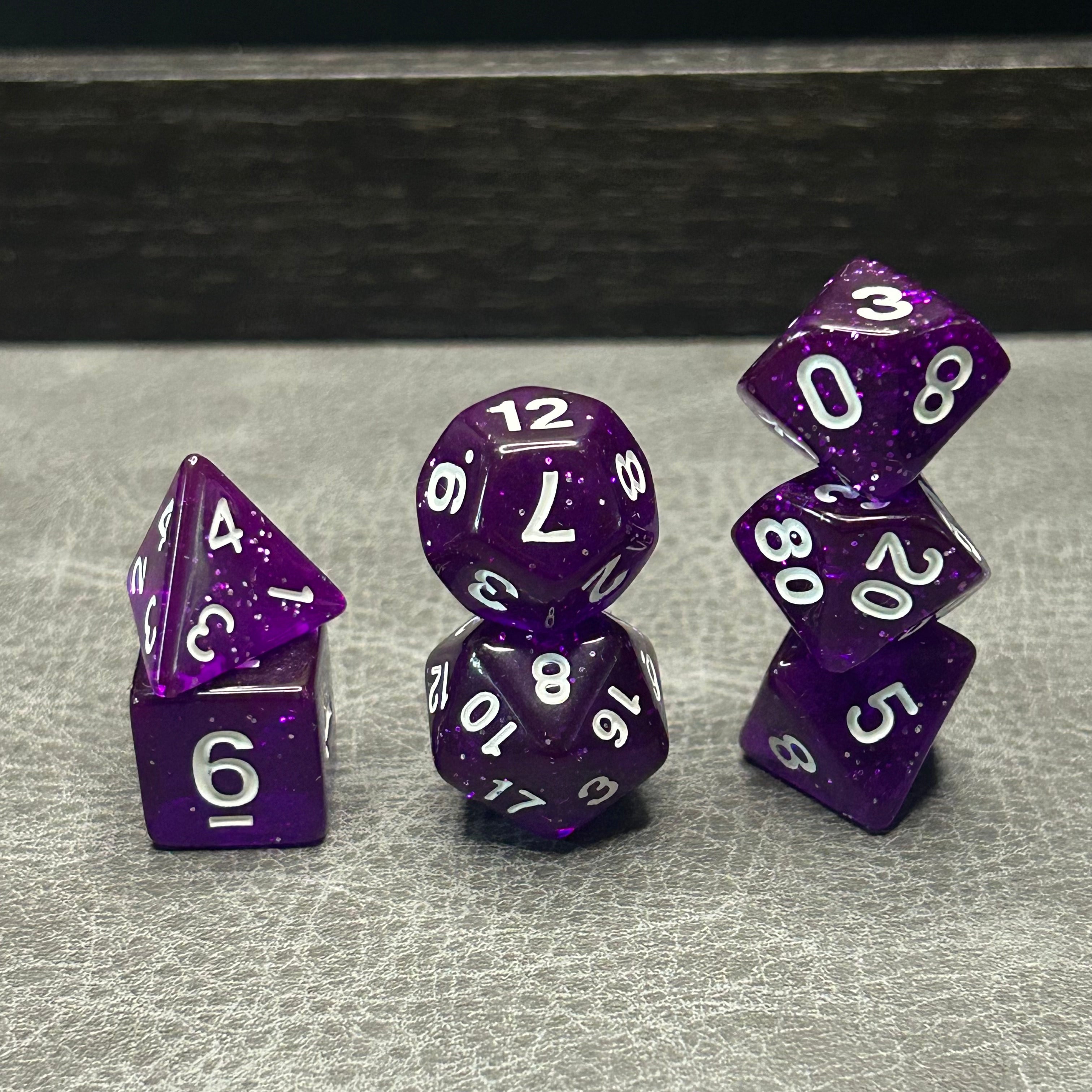 Amethyst Galaxy Dice - DND Dice Paars Glitter