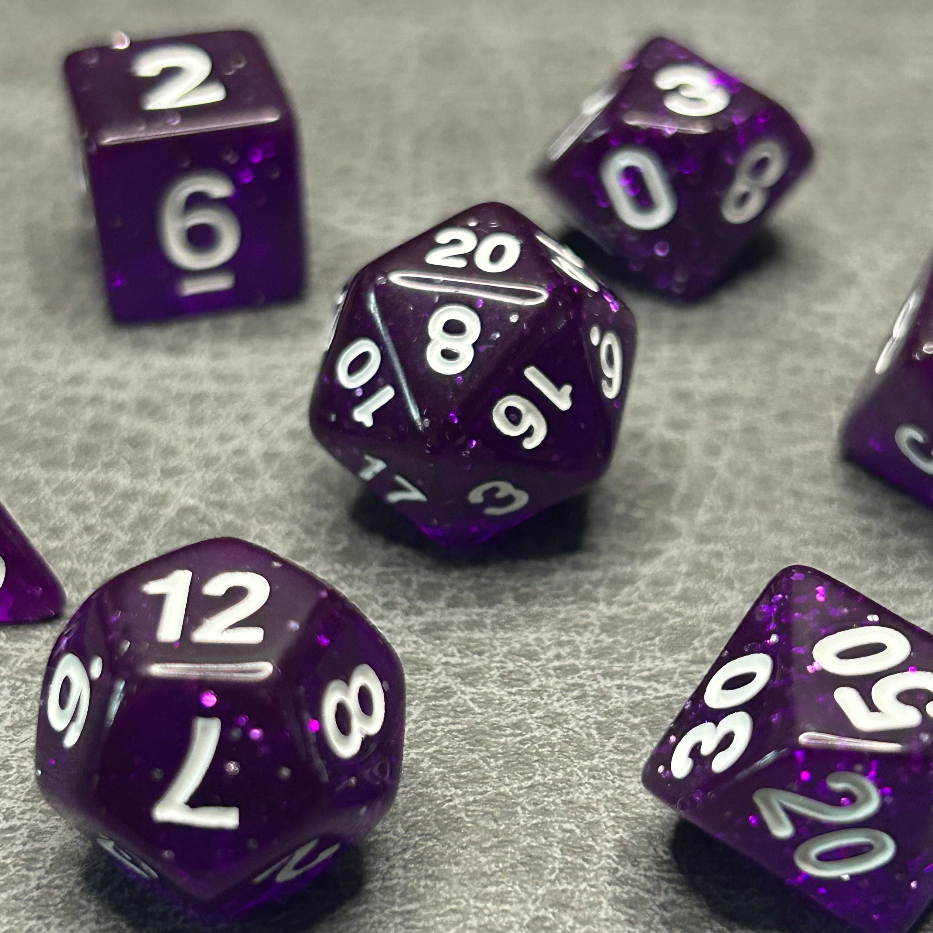 Amethyst Galaxy Dice - DND Dice Paars Glitter