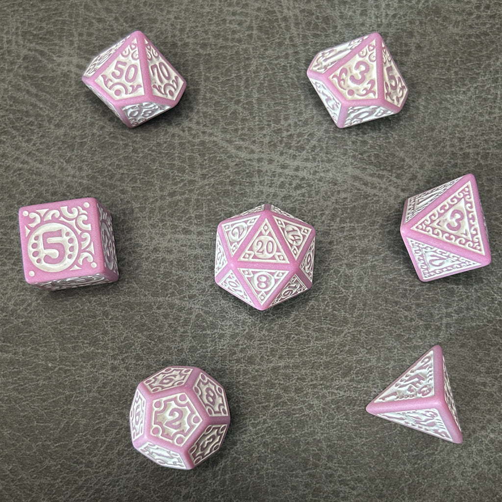 Mystic Charm Dice roze - bovenaanzicht set