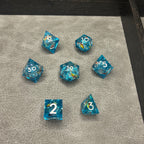 Koi Fish Dice - DND Dice Blauw Koi Glitter