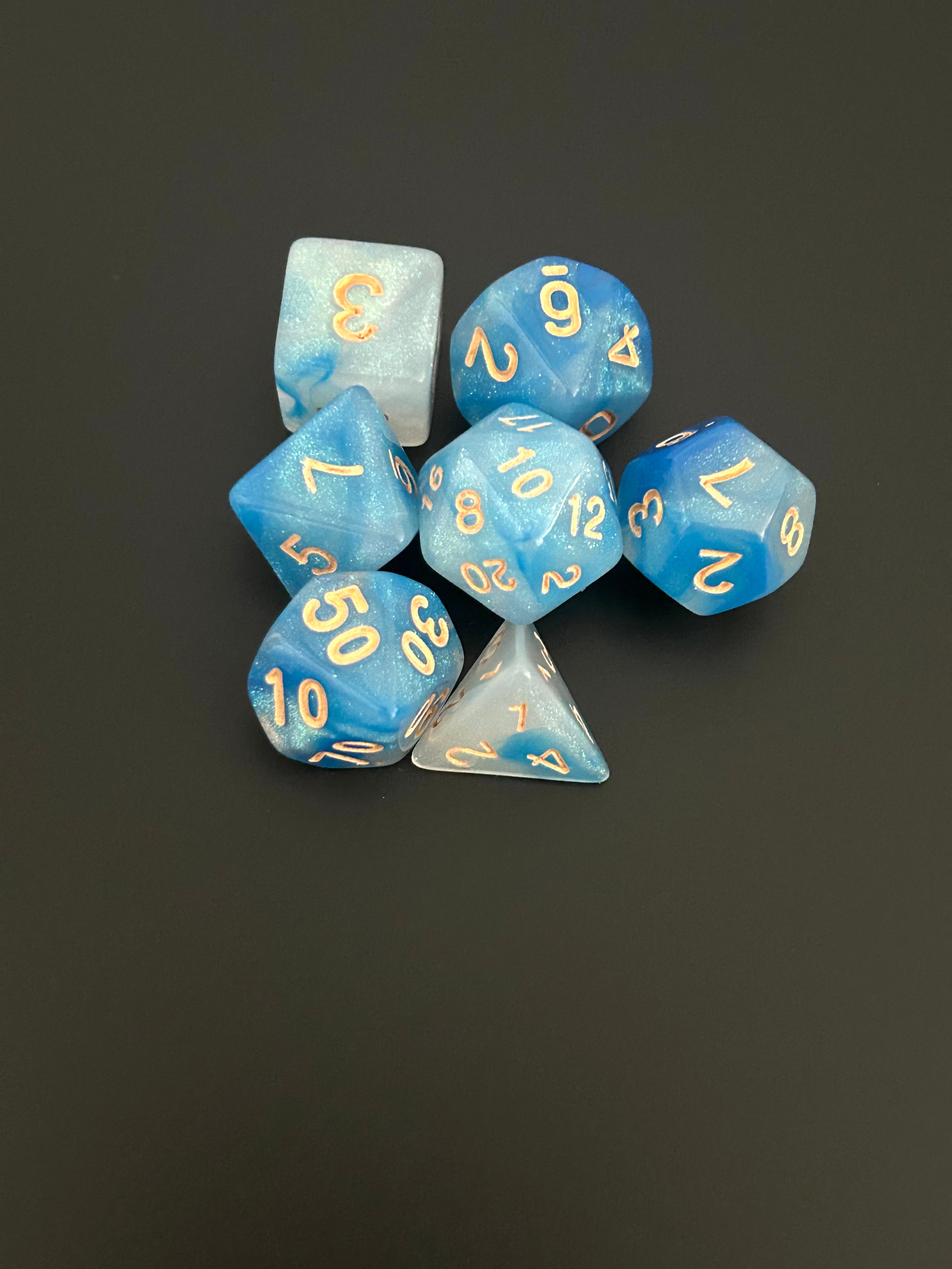 Ice Blue Glitter Dice Set