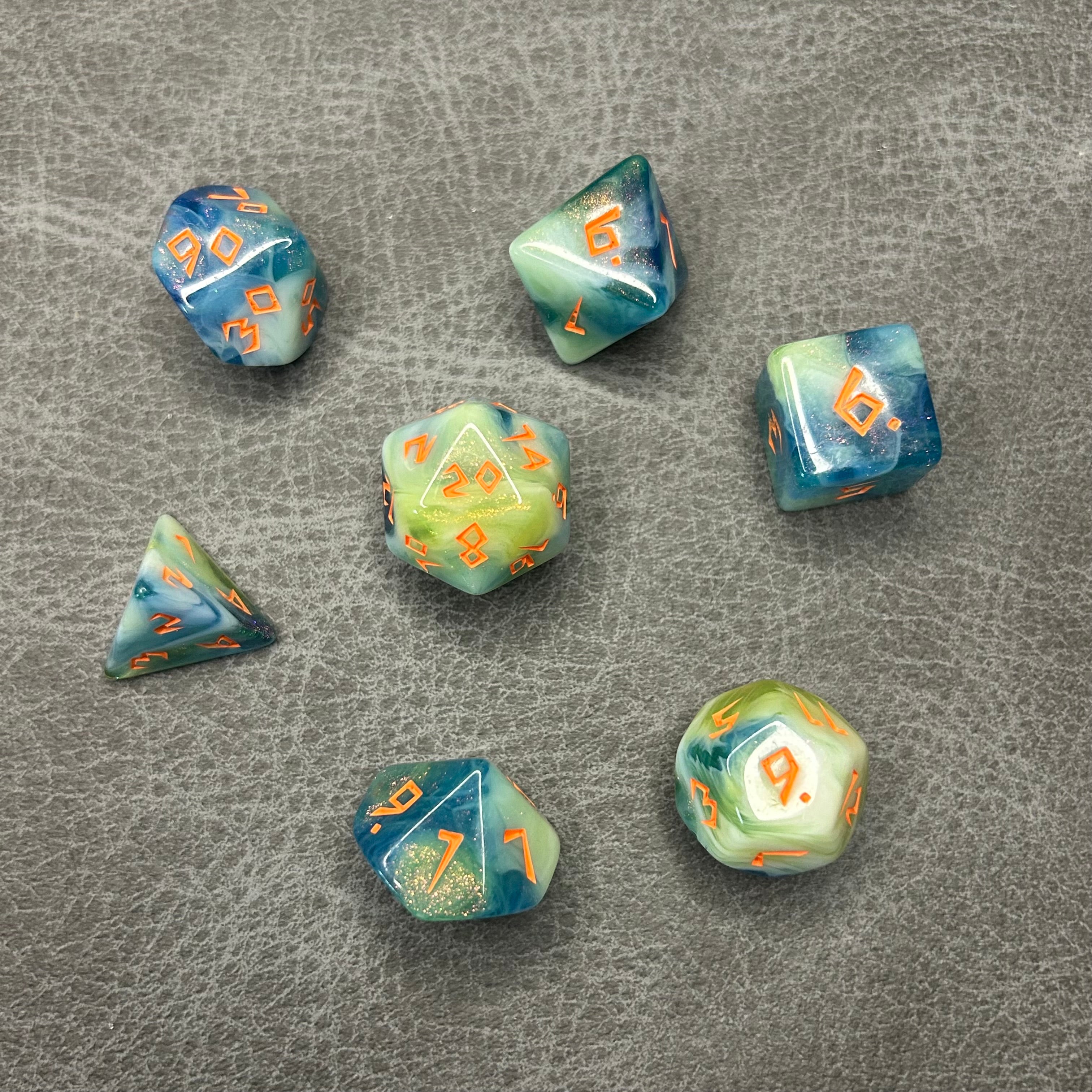 Ocean Breeze Dice - DND Dice Turquoise Glitter